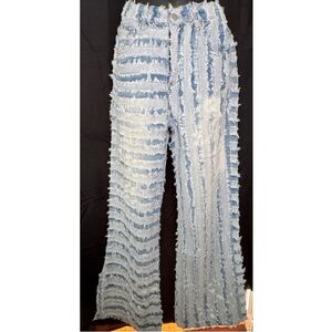 Oli & Hali Textured Blue Denim Pants